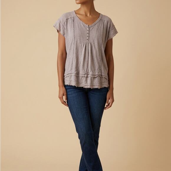 Umgee Tops - Umgee Taupe Blouse with Button Detail
